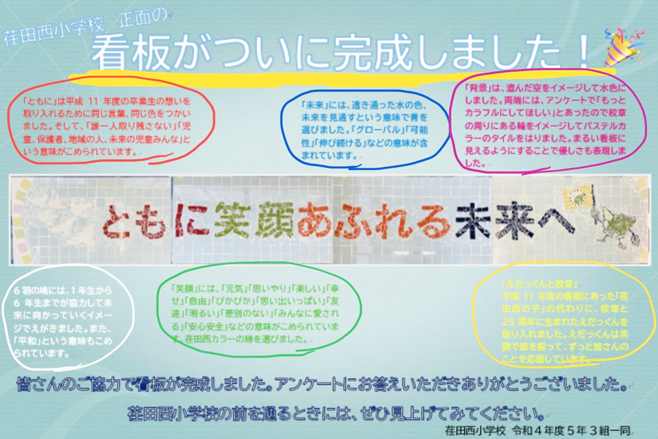 横浜市立荏田西小学校の看板アートリニューアル制作に協力 イメージ