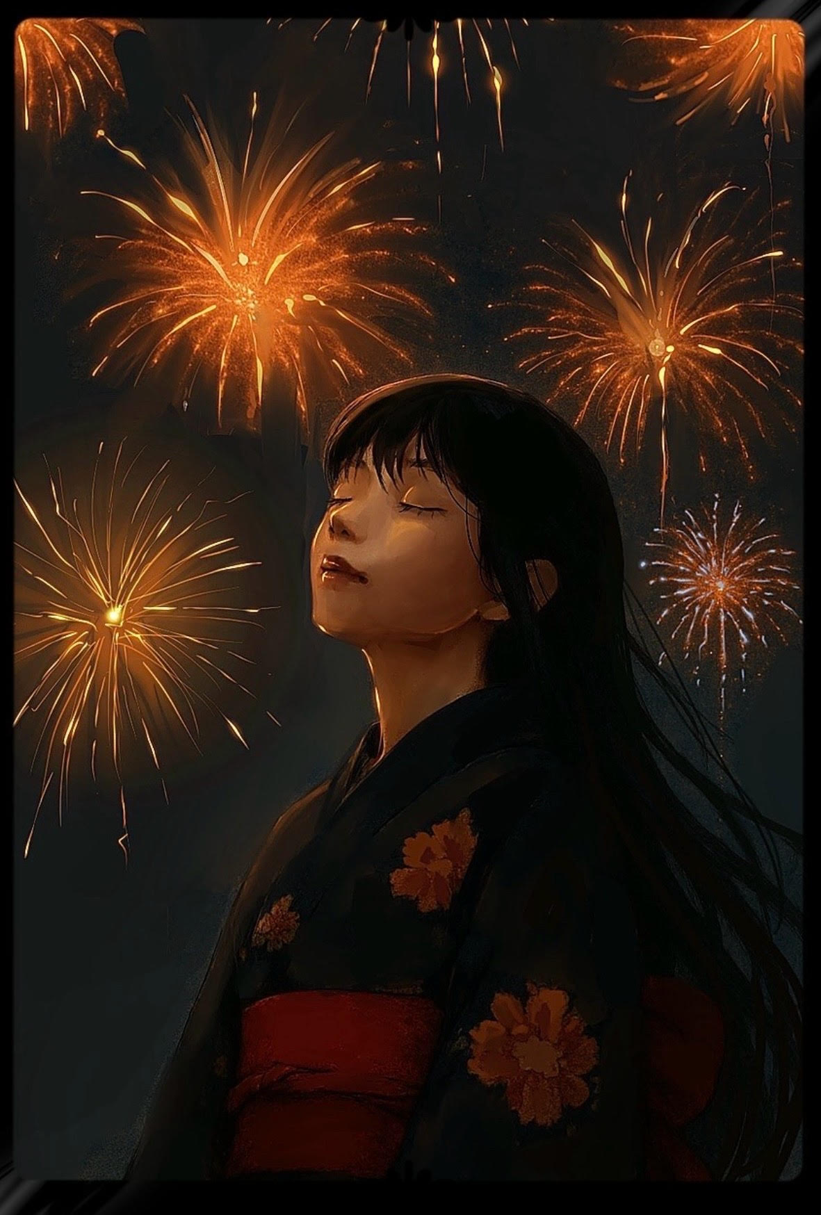 【真作】絵画　日本画20号　夜空を彩る大輪の華　夏を閉じ込めたアート　Y116 花火や風鈴、盆踊りで夏を演出！ サマーカードやポストカードなど
